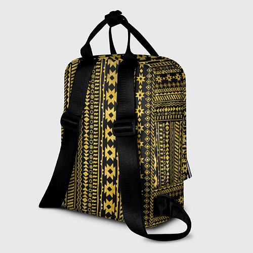 Женский рюкзак Африканские узоры жёлтый на чёрном / 3D-принт – фото 2