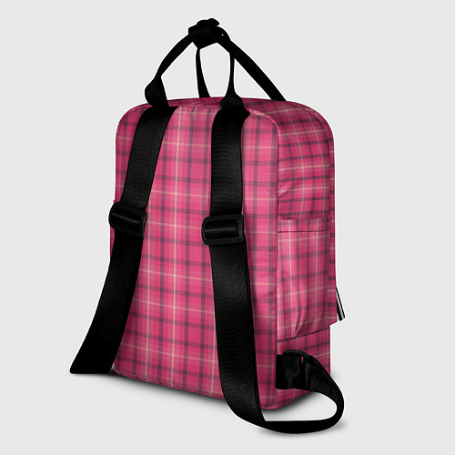 Женский рюкзак Розовая клетка классическая / 3D-принт – фото 2