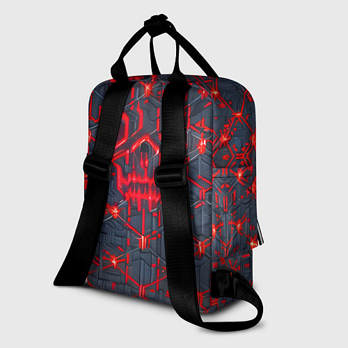 Женский рюкзак Красная неоновая сеть / 3D-принт – фото 2