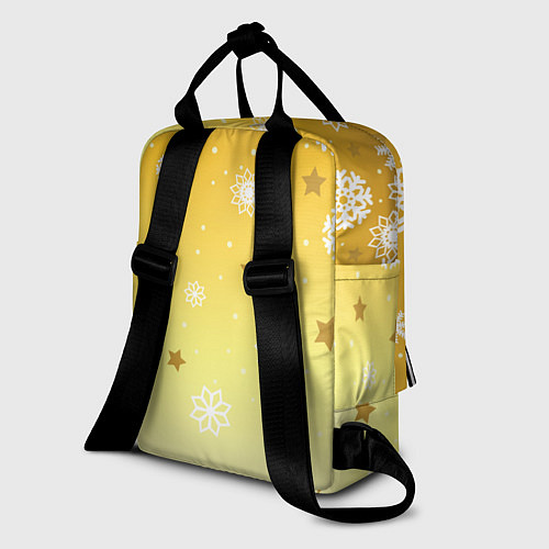 Женский рюкзак Снежинки и звезды на желтом / 3D-принт – фото 2