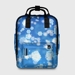 Рюкзак женский Декоративные снежинки на синем, цвет: 3D-принт