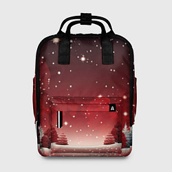 Рюкзак женский Зимний берег реки с деревьями и льдом, цвет: 3D-принт