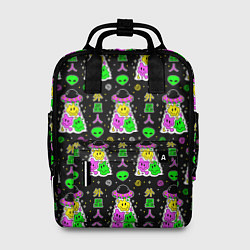 Рюкзак женский Цветные инопланетные существа, цвет: 3D-принт