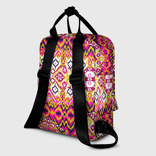 Женский рюкзак Розовый орнамент имитация ткань икат / 3D-принт – фото 2