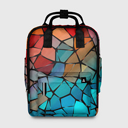 Рюкзак женский Красно-синяя витражная мозаика, цвет: 3D-принт