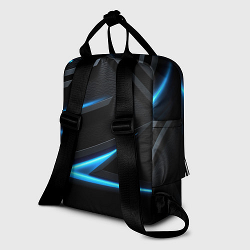Женский рюкзак Черный и синий фон с абстракцией / 3D-принт – фото 2