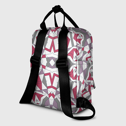 Женский рюкзак Геометрический узор красно серый / 3D-принт – фото 2
