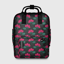Рюкзак женский Темный паттерн с розовыми цветами, цвет: 3D-принт