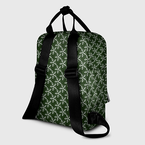 Женский рюкзак Паттерн снежинки тёмно-зелёный / 3D-принт – фото 2