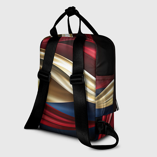 Женский рюкзак Золотые и красные волны абстракции / 3D-принт – фото 2