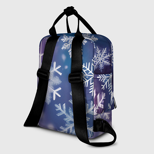 Женский рюкзак Снежинки на фиолетово-синем фоне / 3D-принт – фото 2