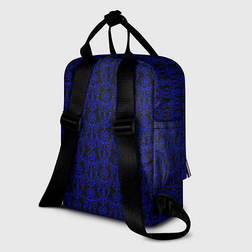 Женский рюкзак Чёрно-синий узоры / 3D-принт – фото 2