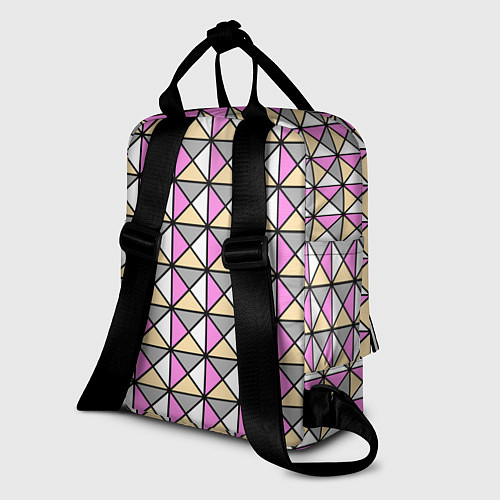 Женский рюкзак Геометрический треугольники бело-серо-розовый / 3D-принт – фото 2