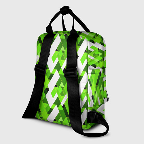 Женский рюкзак Зелёные и белые фигуры / 3D-принт – фото 2