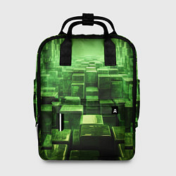Рюкзак женский Зеленые квадраты в лабиринте, цвет: 3D-принт