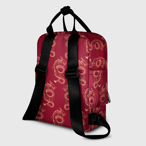Женский рюкзак Китайский дракон на красном фоне / 3D-принт – фото 2