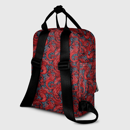 Женский рюкзак Красные драконы паттерн / 3D-принт – фото 2