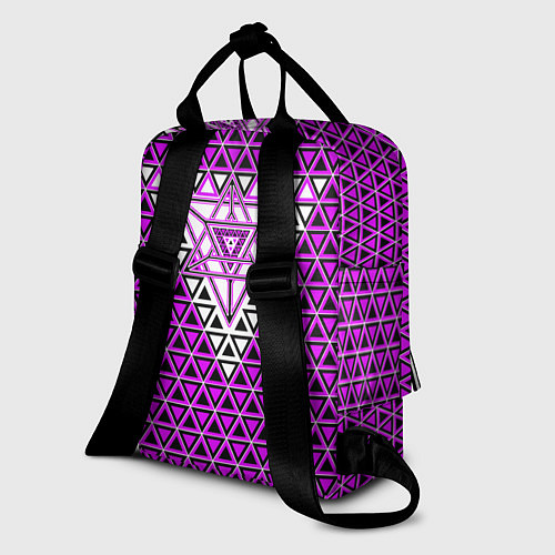 Женский рюкзак Розовые и чёрные треугольники / 3D-принт – фото 2