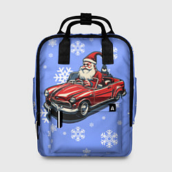 Рюкзак женский Дед Мороз едет на машине, цвет: 3D-принт