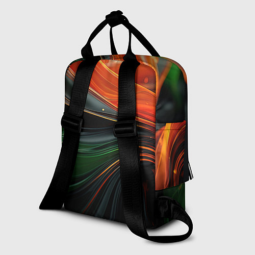 Женский рюкзак Оранжевая и зеленый абстракция / 3D-принт – фото 2
