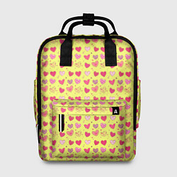 Рюкзак женский Сердечки на желтом - паттерн, цвет: 3D-принт