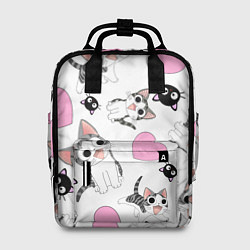 Рюкзак женский Влюблённый котик аниме и сердечки, цвет: 3D-принт