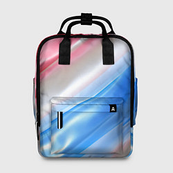 Рюкзак женский Белые синие красные светлые полосы абстракции, цвет: 3D-принт