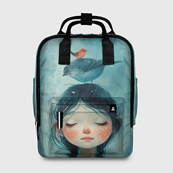 Рюкзак женский Девочка с птицами, цвет: 3D-принт