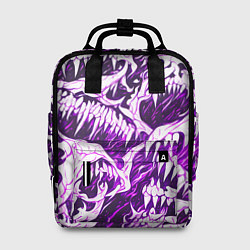Рюкзак женский Белые клыки на розовом фоне, цвет: 3D-принт