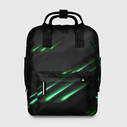 Рюкзак женский Спортивный черно-зеленый стиль, цвет: 3D-принт