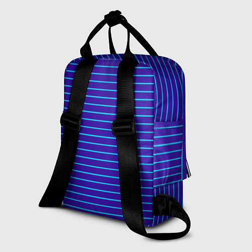 Женский рюкзак Неоновые линии циан на темно синем / 3D-принт – фото 2