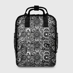 Рюкзак женский Черно-белый абстрактный узор круги, цвет: 3D-принт