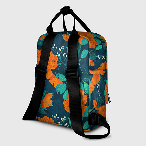 Женский рюкзак Паттерн с оранжевыми цветами / 3D-принт – фото 2