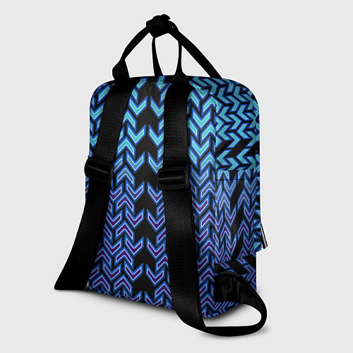 Женский рюкзак Синие стрелки на чёрном фоне киберпанк / 3D-принт – фото 2