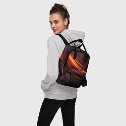 Рюкзак женский Яркая оранжевая полосы на черной абстракции, цвет: 3D-принт — фото 2