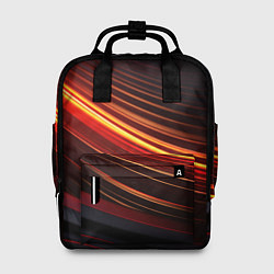 Рюкзак женский Яркая оранжевая полосы на черной абстракции, цвет: 3D-принт