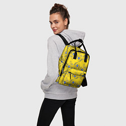 Рюкзак женский Узор - цветы гжель на желтом фоне, цвет: 3D-принт — фото 2
