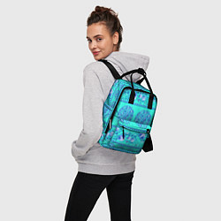 Рюкзак женский Гжель на бирюзовом фоне, цвет: 3D-принт — фото 2