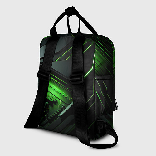 Женский рюкзак Металл и зеленый яркий неоновый свет / 3D-принт – фото 2