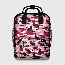 Рюкзак женский Камуфляжные розовые котики, цвет: 3D-принт