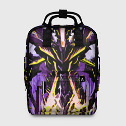 Женский рюкзак Чёрно-жёлтая агрессивная абстракция на фиолетовом