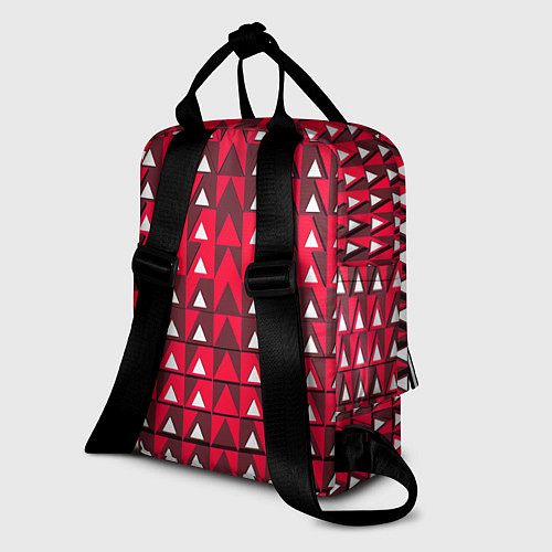 Женский рюкзак Белые треугольники на красном фоне / 3D-принт – фото 2