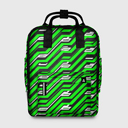 Женский рюкзак Чёрно-зелёный линейный узор киберпанк