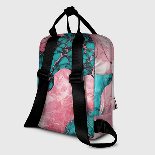 Женский рюкзак Розово-бирюзовый мрамор / 3D-принт – фото 2