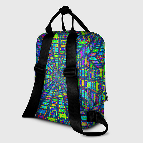 Женский рюкзак Абстрактный узор коридор из разноцветных квадратов / 3D-принт – фото 2