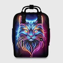 Рюкзак женский Суровый неоновый кот, цвет: 3D-принт