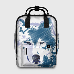 Рюкзак женский Волк темно-синий, цвет: 3D-принт