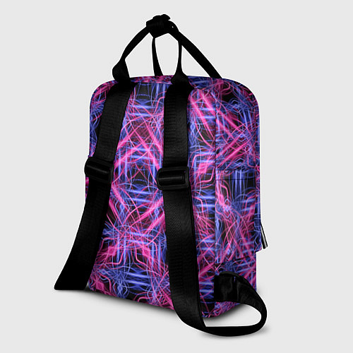 Женский рюкзак Розово-фиолетовые светящиеся переплетения / 3D-принт – фото 2