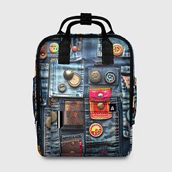 Рюкзак женский Джинсы с карманами, цвет: 3D-принт