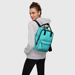 Рюкзак женский Зелёно-голубой полосатый, цвет: 3D-принт — фото 2